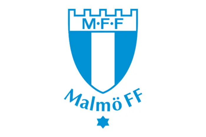 Fotbollsklubben Malmö FF logotyp, vit bakgrund.